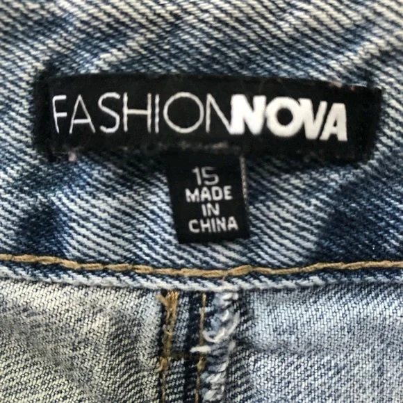 Fashion Nova Y2K Distressed Blue Wide Leg Jeans Plus Size - Picture 8 of 10